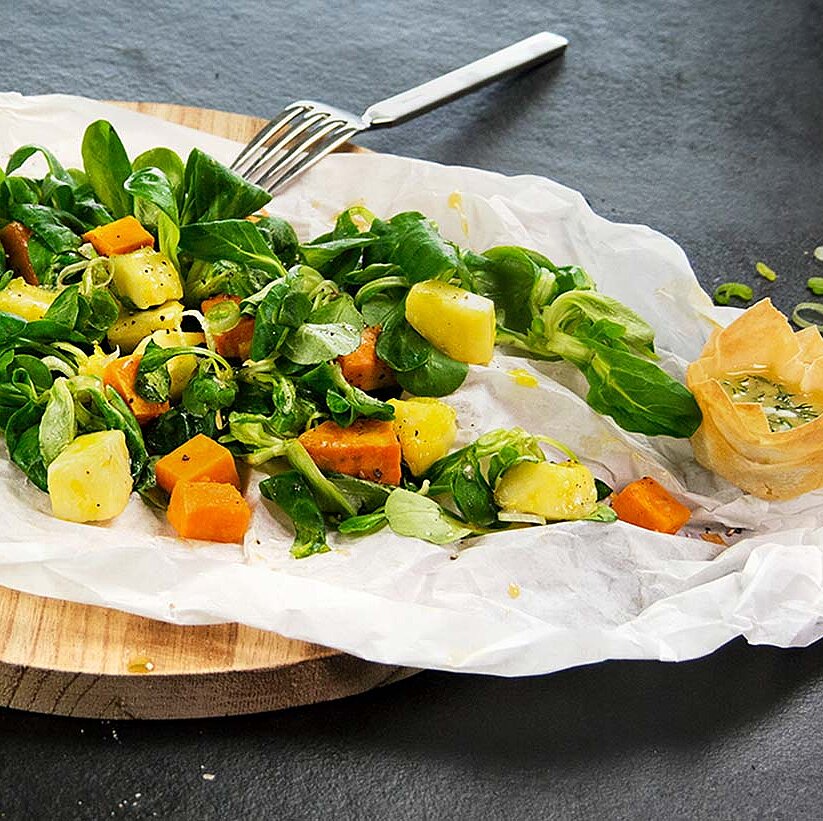 GAZi Rezepte Grillkäse Halloumi Feldsalat